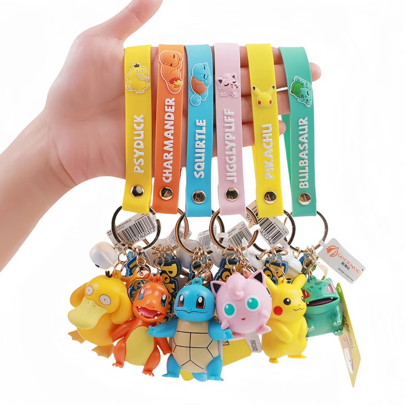 Kawaii Pokemon Pikachu Pendant Charmander Bulbasaur Psyduck Backpack pendant 6 Styles keychain ABS material Model Toy Kid Gifts