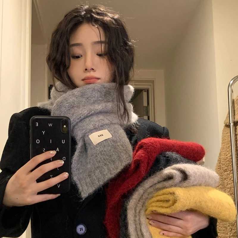 Luxury Luxury Winter Wool Scarf for Women Thick Warm Cashmere Neckerchief Solid Bufanda Female Soft Poncho Foulard Winderproof Shawl Y251115