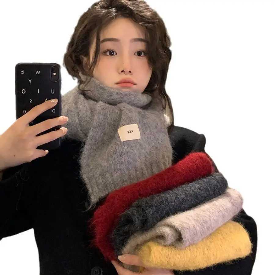 Luxury Luxury Winter Wool Scarf for Women Thick Warm Cashmere Neckerchief Solid Bufanda Female Soft Poncho Foulard Winderproof Shawl Y251115