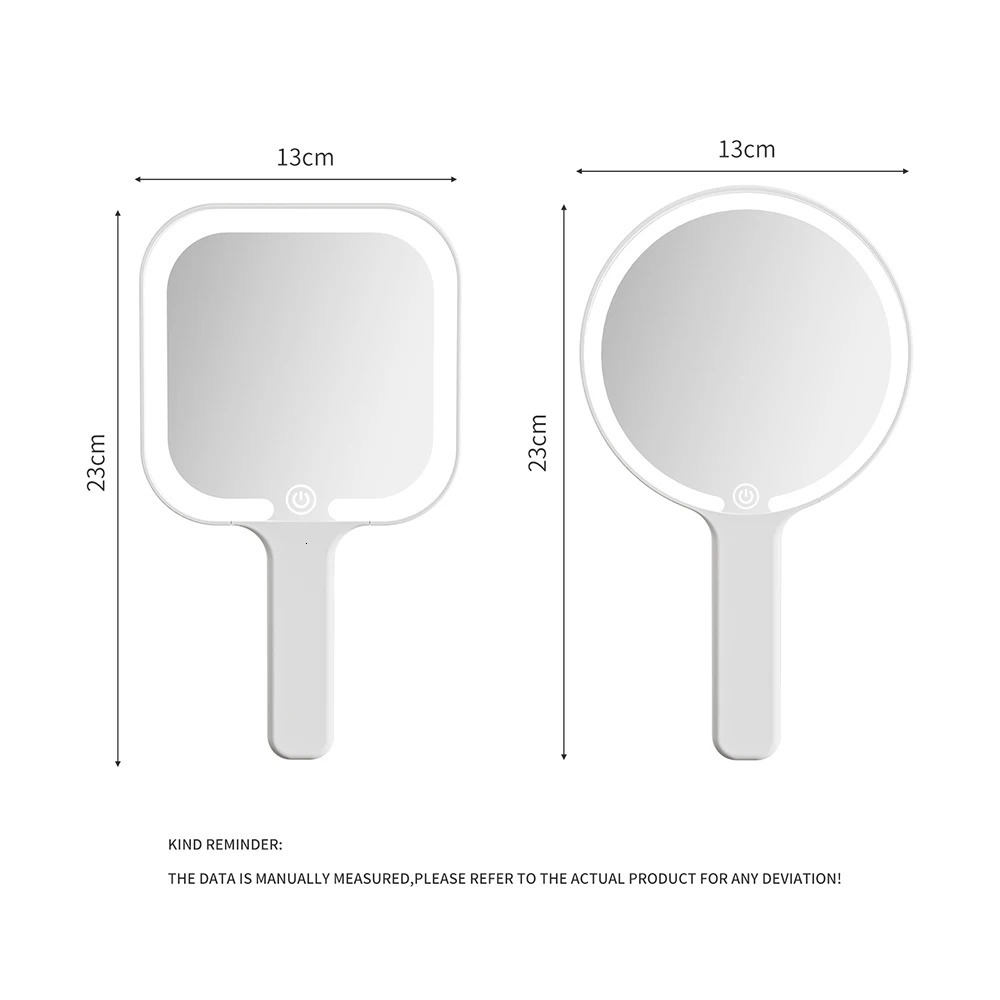 LED Smart Makeup Mirror Hand-held Carry 3 Colors Adjust Bright with Touch Screen Cosmetic Tabletop Vanty Mirror Travel Home Use 250415