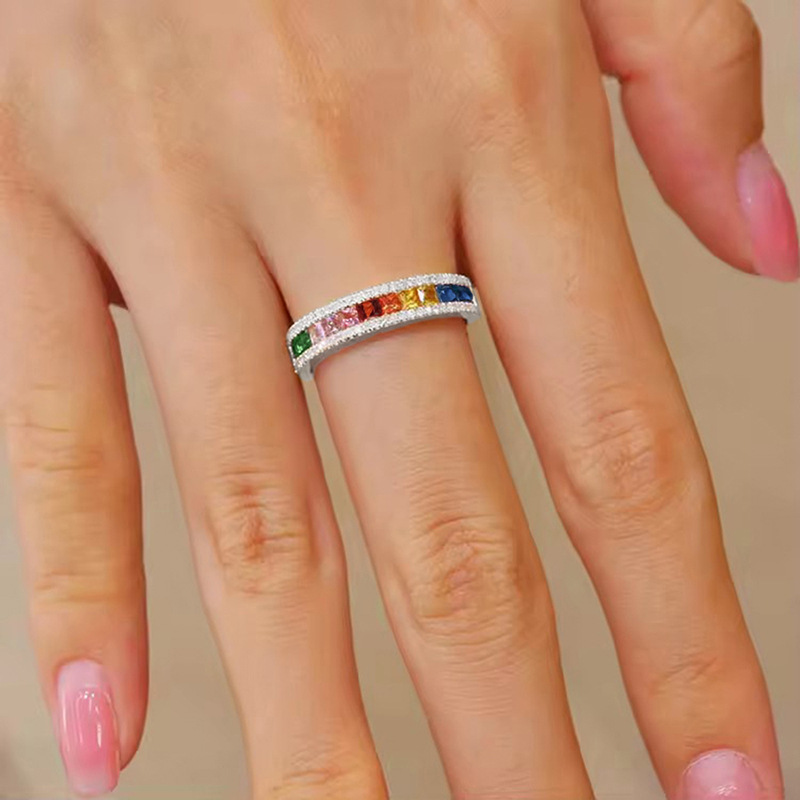 Choucong Wedding Rings Luxury Jewelry 10KT White Gold Fill Princess Cut Multi Color 5A Zircon CZ Diamond Gemstones Party Women Engagement Band Ring Gi