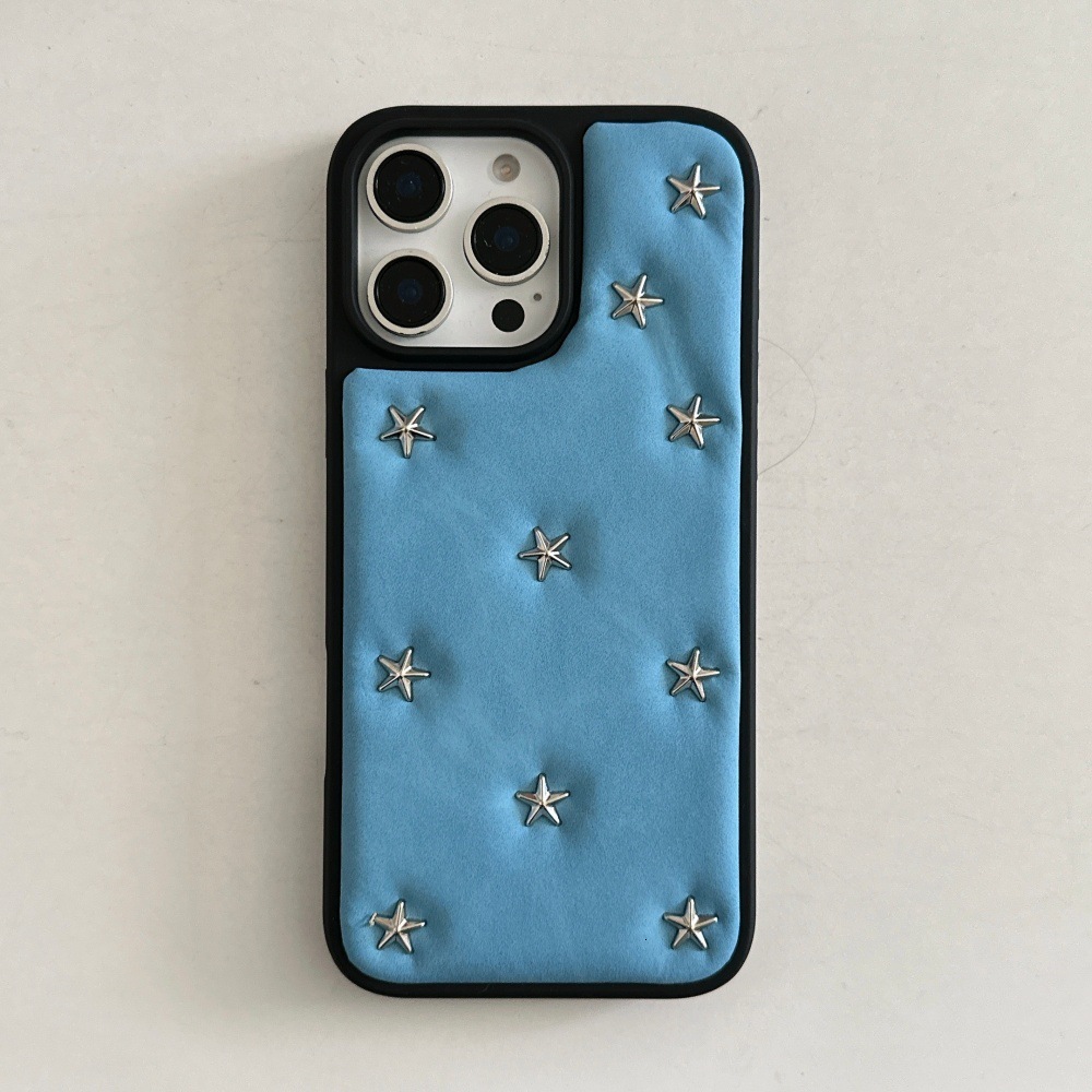 Full Screen Little Stars Rivet Phone Case Compatible with iPhone 17/16 Pro Max Personalized Solid Color iPhone 15/14 Pro