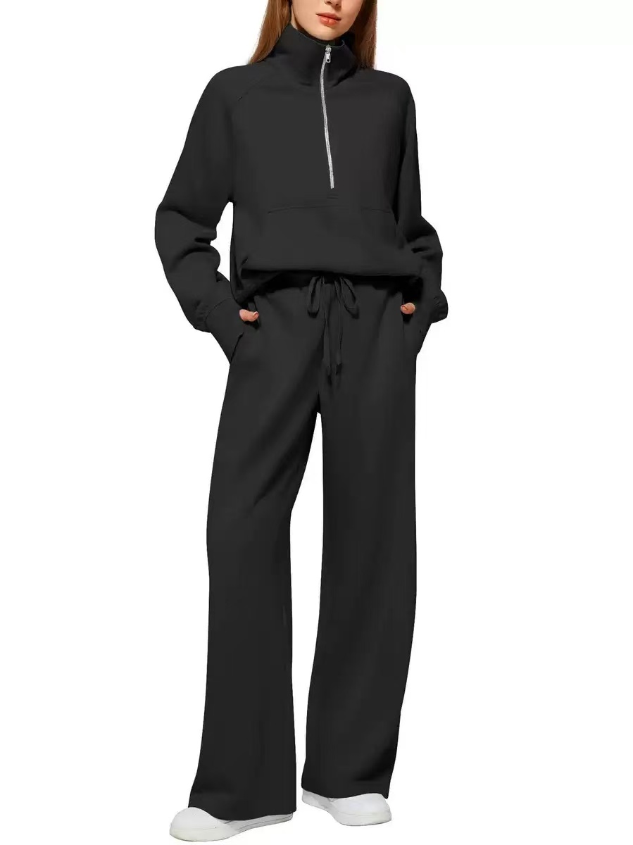 women's two piece pants womens 2 outfits sweatsuit oversized loose sweatshirt and wide leg matching lounge set fall 10