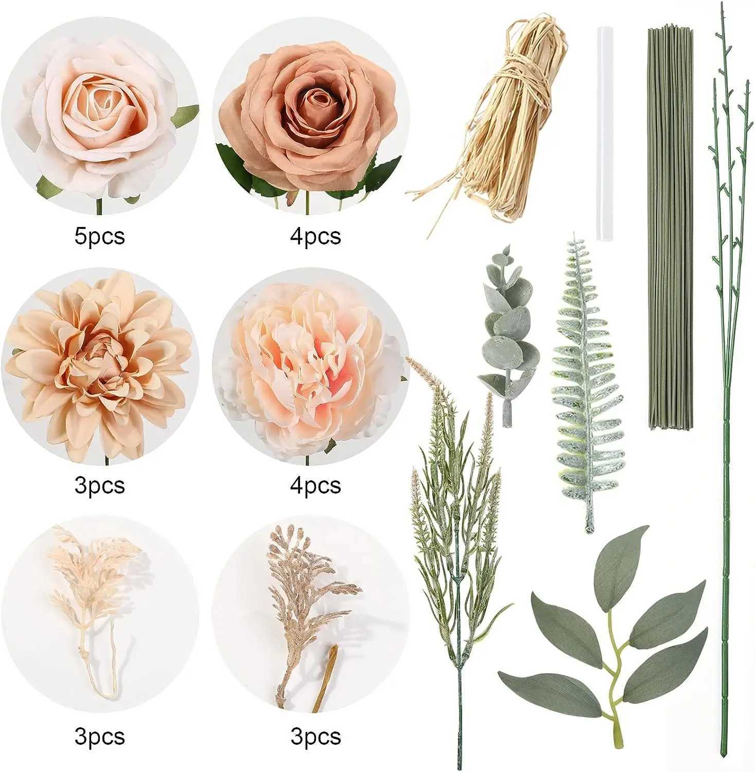 Artificial foam and silk flower box set artificial flowers with stems DIY wedding bouquet central pieces party home decorationXJ250416