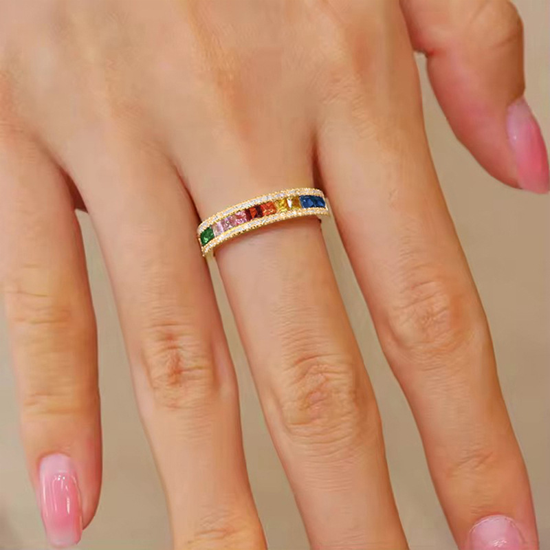 Choucong Wedding Rings Luxury Jewelry 10KT White Gold Fill Princess Cut Multi Color 5A Zircon CZ Diamond Gemstones Party Women Engagement Band Ring Gi