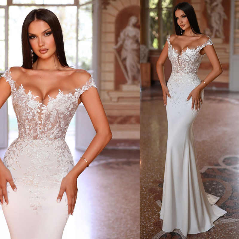 2025 Summer Mermaid Elegant Wedding Dresses With Appliques Full 3D Appliques Backless Party Plus Size For Special Occasion Custom Made vestido de novi