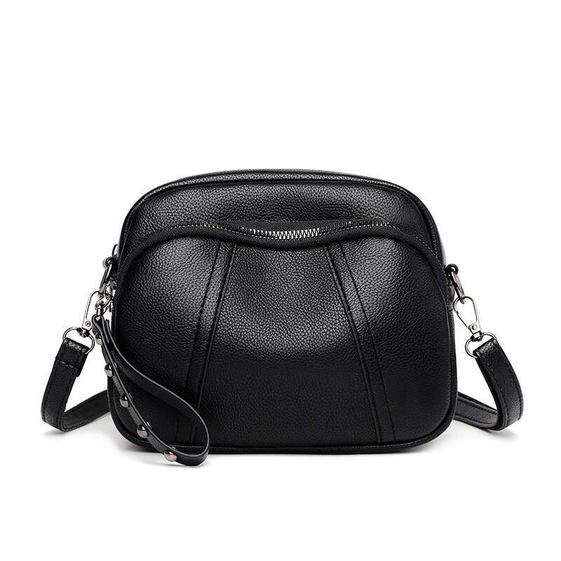 Straight women, fashionable mobile phone rivet zipper, small square simple soft leather shoulder bag, crossbody bag for women