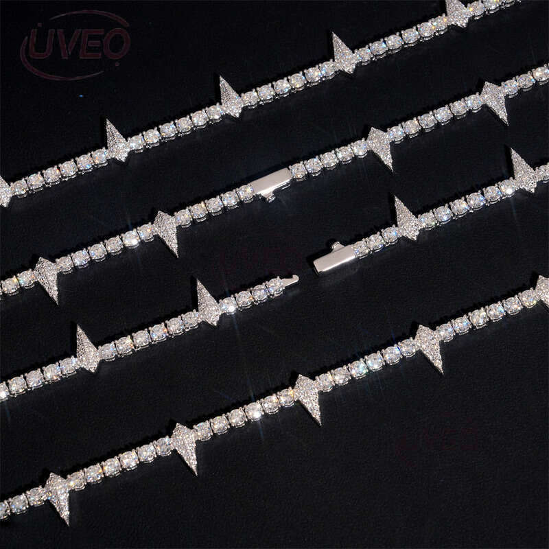 Sterling Silver Gold VVS Jewelry Iced Out 925 Moissanite Cuban Ring Hip Hop Pass Dias Tester Cuban Link Chains Pendant Mens Gift Moissanite Chain
