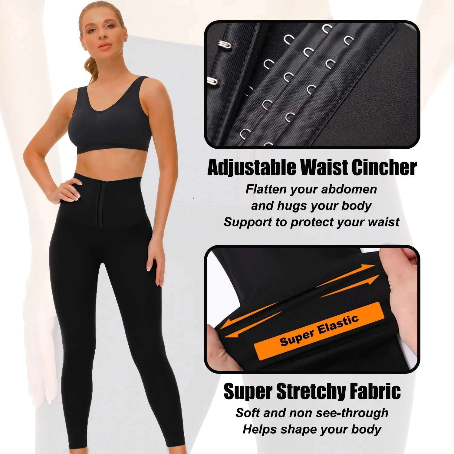 Ilfioreemio High Corset Leggings For Women Waist Trainer Tummy Control Slimming Push Up Body Shaper Workout Sport Yoga Pan