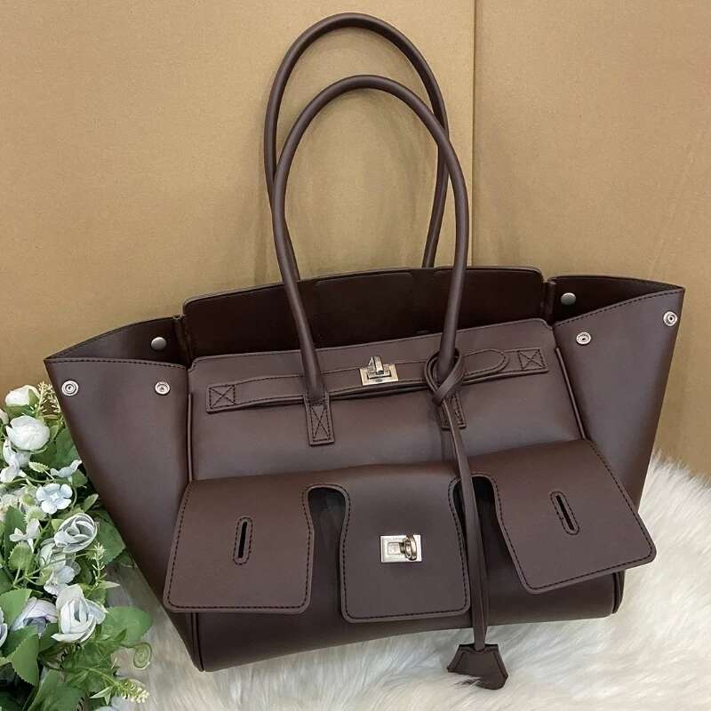 Buckle Designer Fashion Handbags PU Leather Brand Shoulder Multipockets High Capacity Purses Women's Underarm Bags