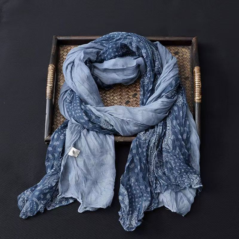 T477 scarf pleated versatile solid color floral silk scarf spring and autumn new neck warm shawl neck scarf female