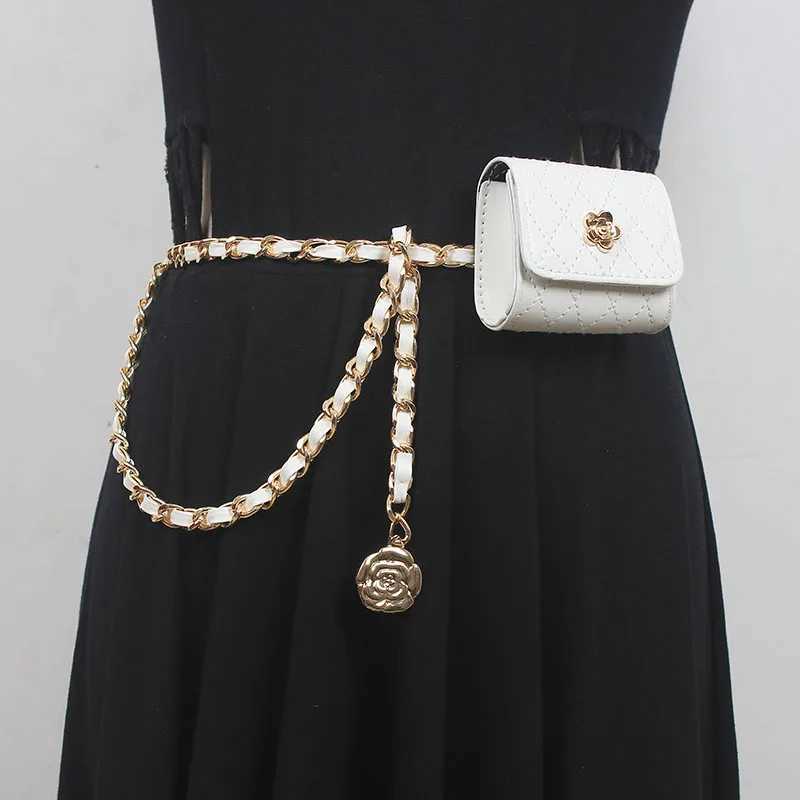 Mini Lipstick Key Flap Fanny Packs Women White Silver PU Leather Lattice Waist Belt WIth Small Coin Bag PU Chain Chest Bag WomenW251115