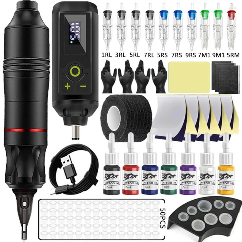 Tattoo Guns Kits Wireless Machine Kit With Mini Battery Needle Permanent Makeup Pen Artists