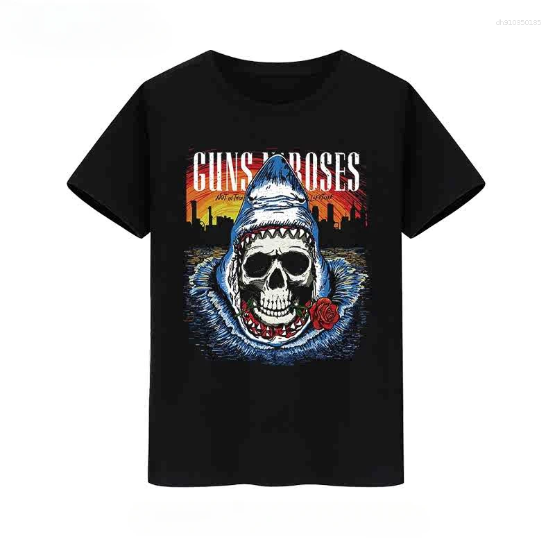 Mens T Shirts Summer Gun Rose Print Short Sleeve T-shirt Cotton Men Women European And American Fashion Brand Half Graphic
