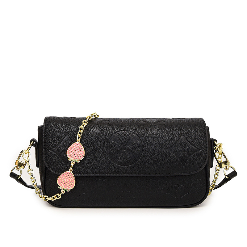 2025 summer new vintage high-grade printed crossbody bag women's fashion all-match commuter shoulder bag white pink black