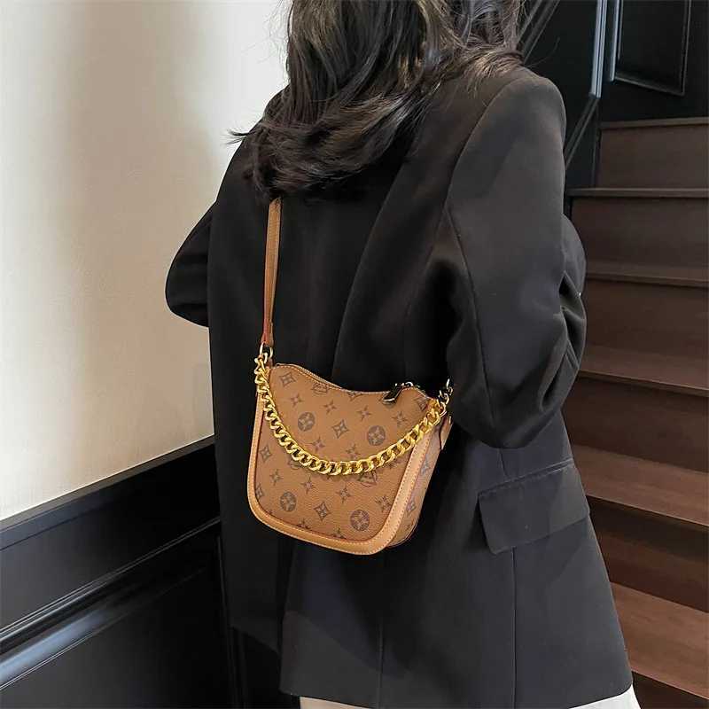 2025 Vintage Print Bucket Bag for Women Adjustable Crossbody Strap Shoulder Purse with Top Handle Day to Night BagW251115