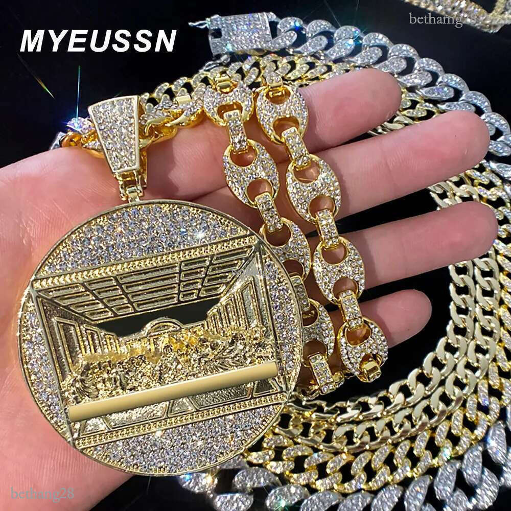 Pendant Necklaces Full Drilling Last Supper Pendant Necklace Men's Jewelry Iced Out Cuban Link Necklaces Fashion Men Hip Hop Jewelry Men Chain 23