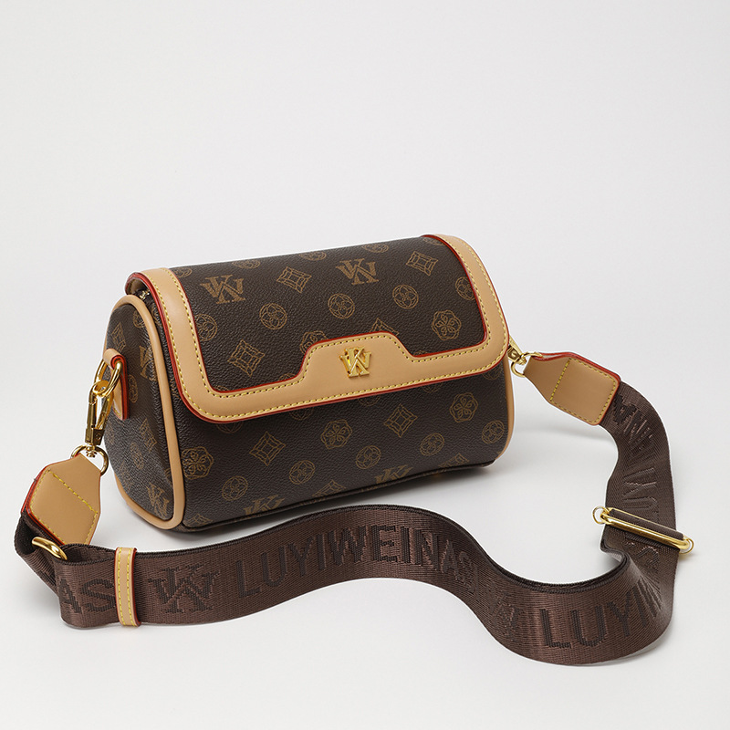 Small bag women's new all-in-one cylindrical printed temperament ladies single shoulder crossbody bag 2025