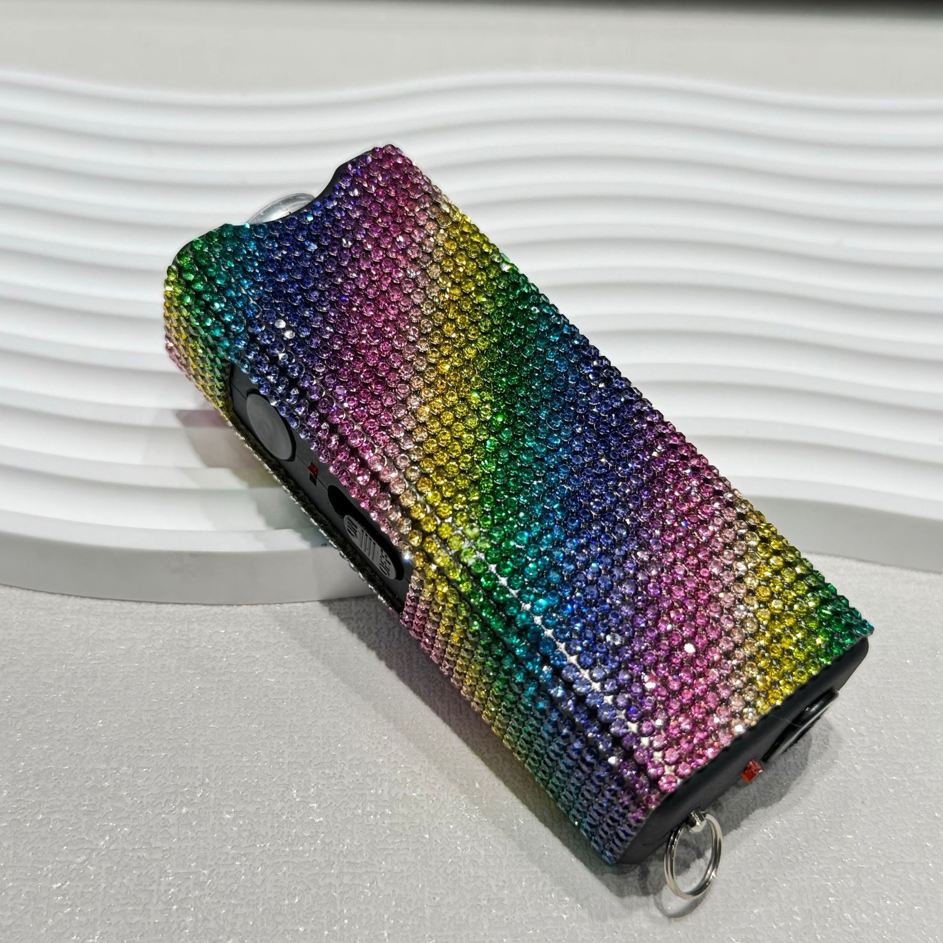 Free shipping new women's self-defense multi-functional flashlight keychain USB charging fashion diamond-inlaid flashlight-N168 - view 4