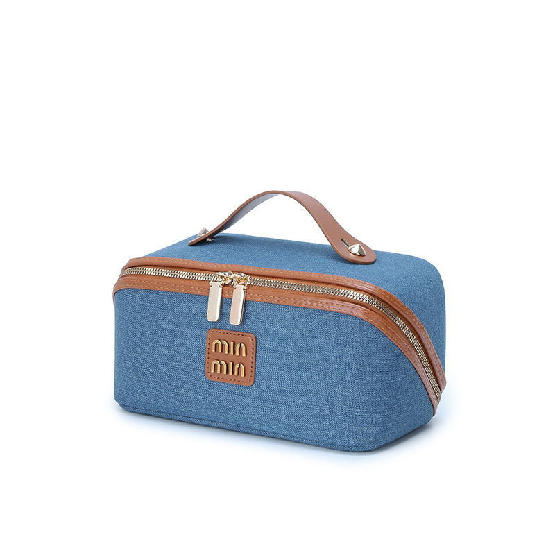 designer bag new Retro light luxury simple denim makeup bag portable large-capacity storage bag for skin care products and toiletries