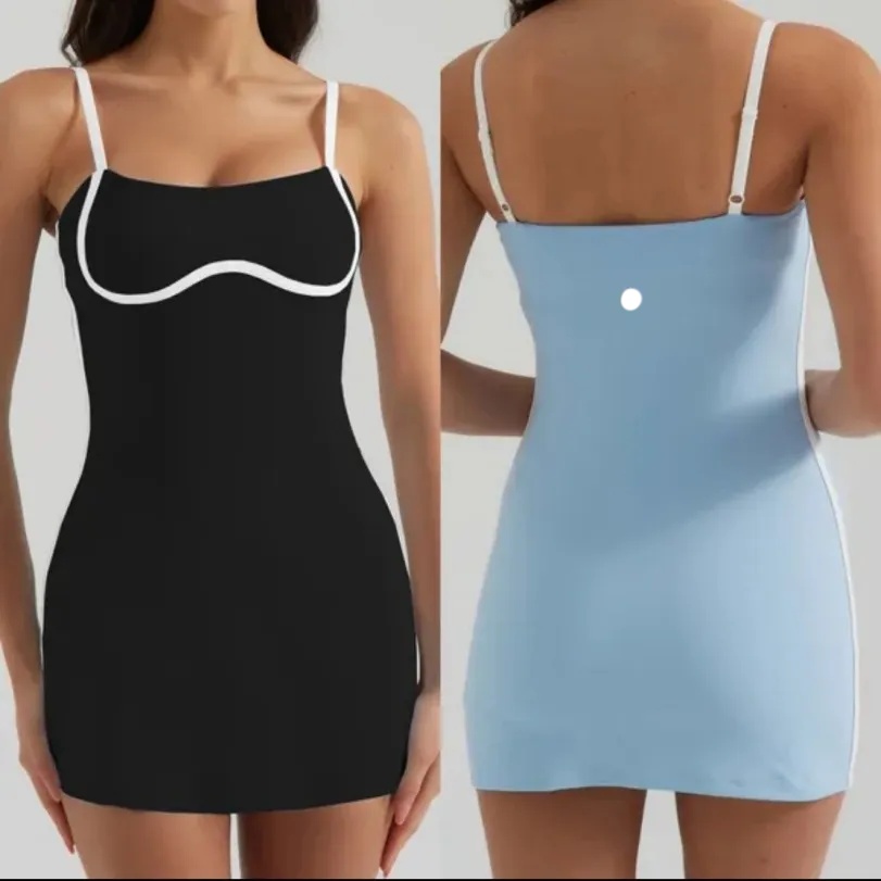782 Womens Yoga Outfits Ladies Tennis Golf Dresses Cheerleaders One Piece Dress Sleeveless Lining Safety Pants Fast Dry