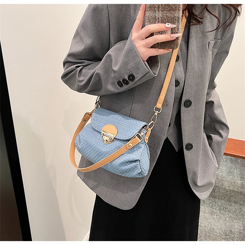 Designer free shipping designer for womens 2025 new shoulder crossbody denim saddle bag versatile fashionable and simple