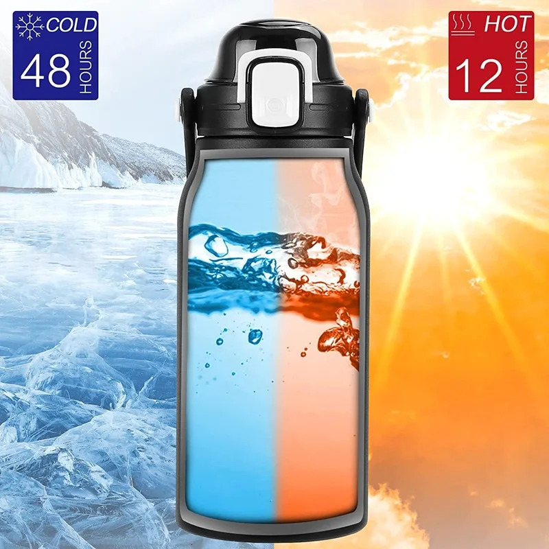 2L Tumbler Large Capacity With Straw Stainless Steel Thermal Water Bottle Cold and Thermo Cup Vacuum Flask Gym 251111 W260226