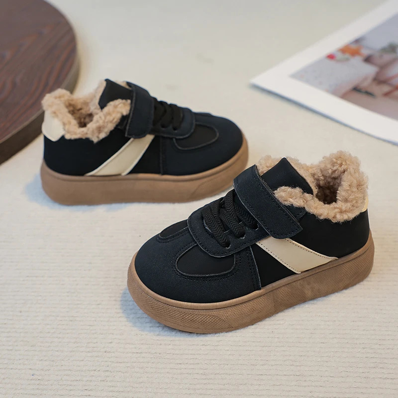 Size 22-33 Childrens Velvet Board 2025 Autumn/Winter Style Casual Girls Fashion Cotton Shoes C260130