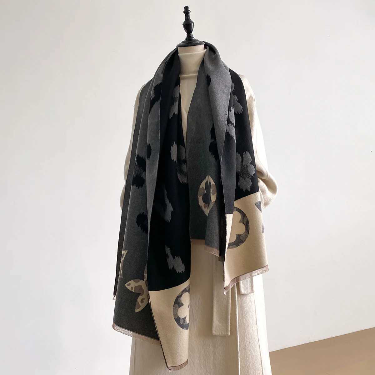 Luxury Elegant Ladies Pashmina Jacquard Imitation Cashmere Scarves Winter Thick Warm Two-Sided Shawl Coldproof Windproof Blanket Scarf Y251115