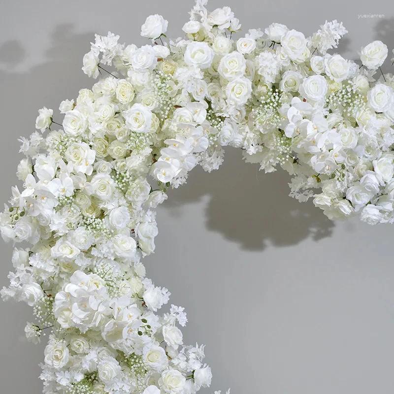 Decorative Flowers SN-LF070 2.4m Party Supplies Heart Shape White Rose Arch Wedding Backdrop Stand Flower For Decoration