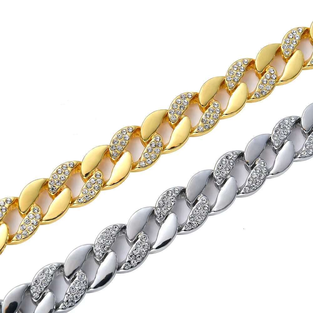 DHCollections Iced Out Cuban Link Bracelet for Men Women Silver Color 7-8 Inch Hip Hop Style Bling Chain Accessory 1 Piece