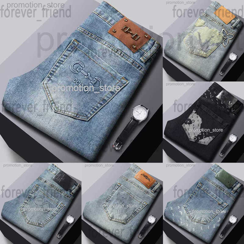 Men's Jeans Designer designer European light luxury high-end men's jeans slim small straight tube brand pants FTQI OIZI