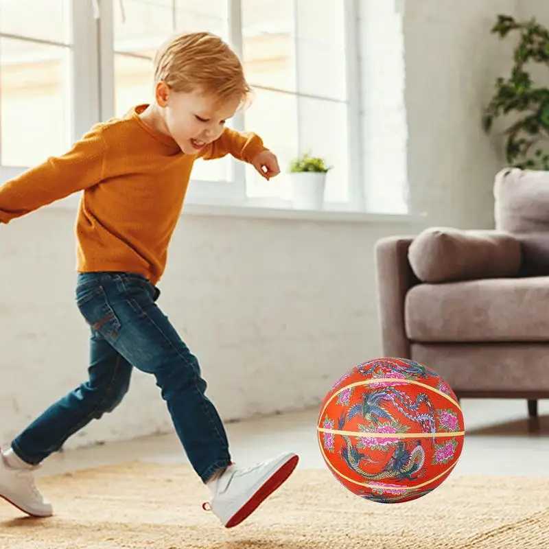 Silent Basketball Dribbling Indoor Bounce Ball Indoor Basketball Fabric Soundless Basketball Dragon Phoenix Peony Silent BallW251115