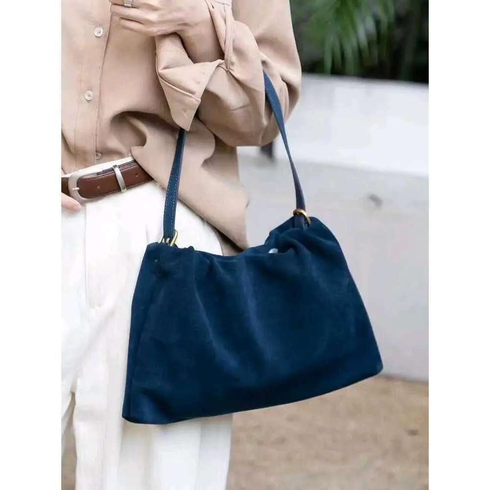 Retro Grey Color Matte Suede Cow Leather Women Armpit Shoulder Coffee Winter Quality Chamois Female Crossbody Bag 2 Straps