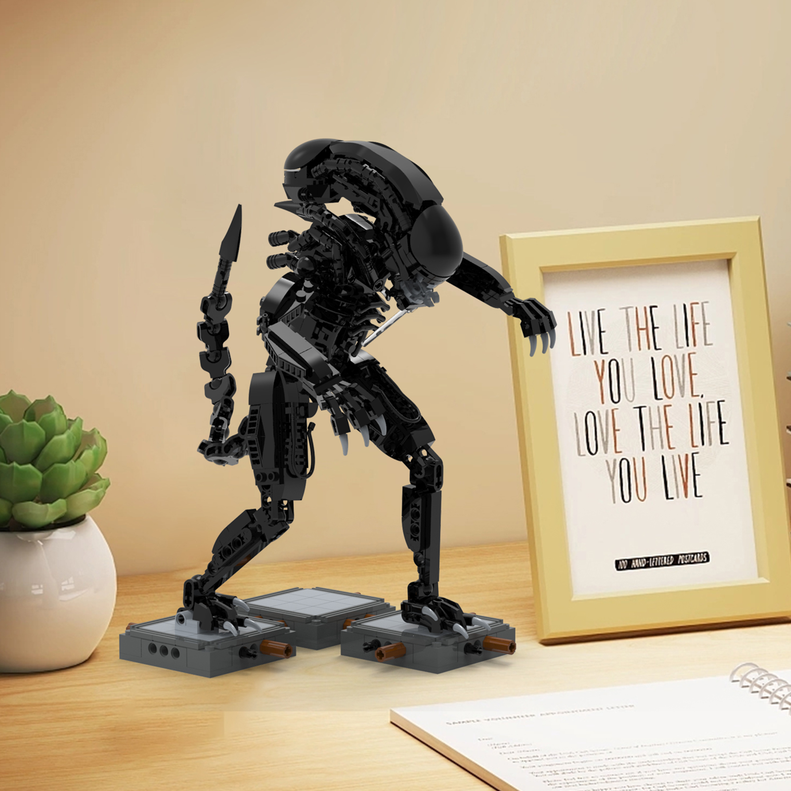 27cm Alien Block MOC Building Set with 566 Pieces for Kids boy gifts building block