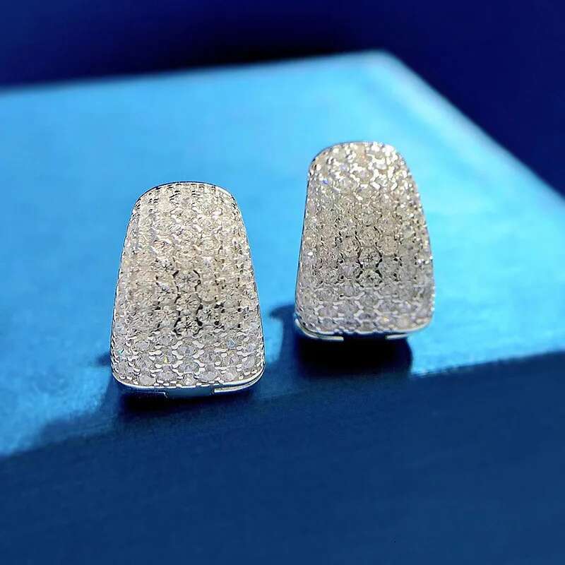 Micro Pave Moissanite Dia Hoop Earring 100% Real sterg sier Party Wedding Earrings for Women Engagement Jewelry