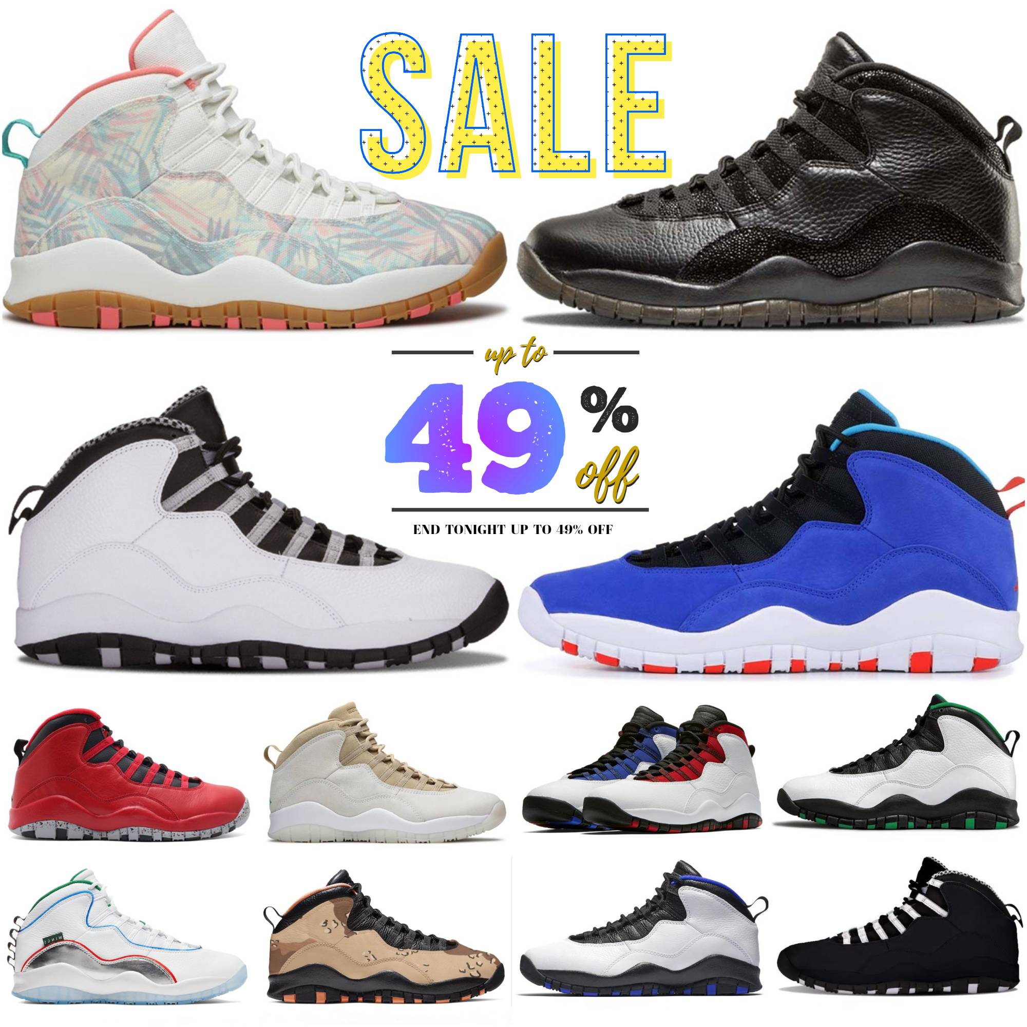 Top Designer 10 basketball shoes J10 10s Shadow Fusion Red Steel Black White Bulls Over Broadway Cement Chicago Double Nickel Drake linen men outdoor sports sneakers