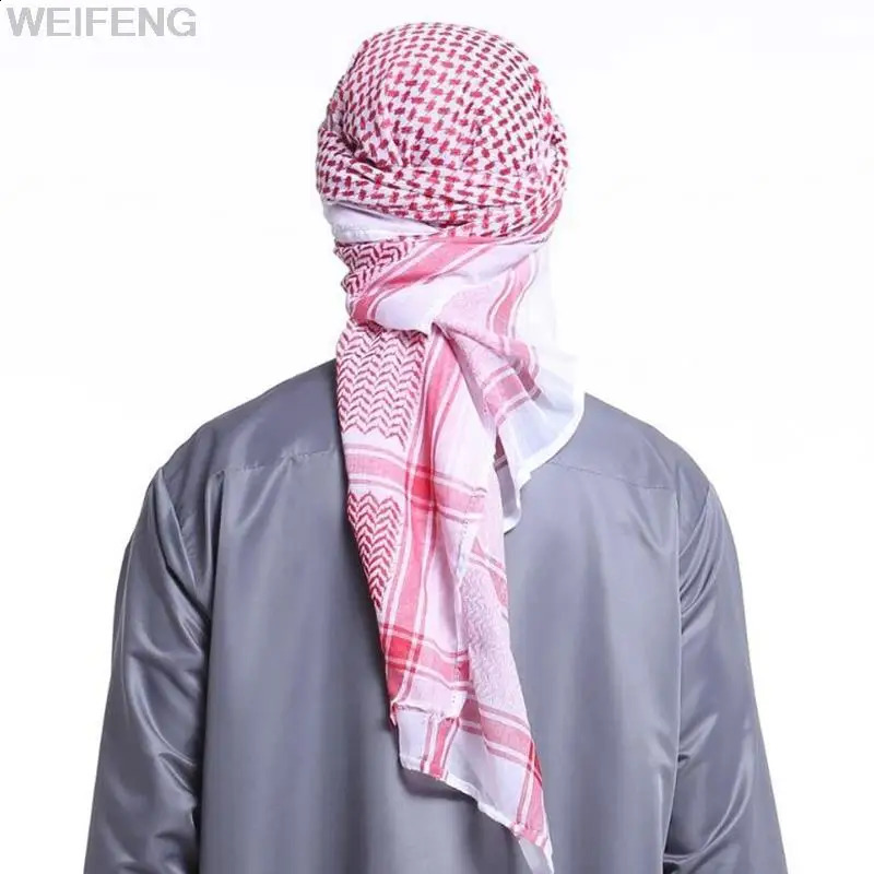 Muslim Shemagh Scarf Traditional Islamic Accessories Headscarf Islamic Neck Wrap Headscarf Windproof Arab Keffiyeh Shemagh Scarf 250411