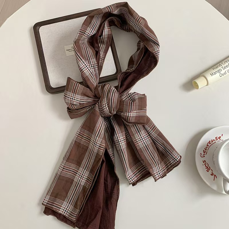 T481 long high-end spring and summer simple European plaid scarf versatile decorative scarf multi-purpose waist belt ribbon