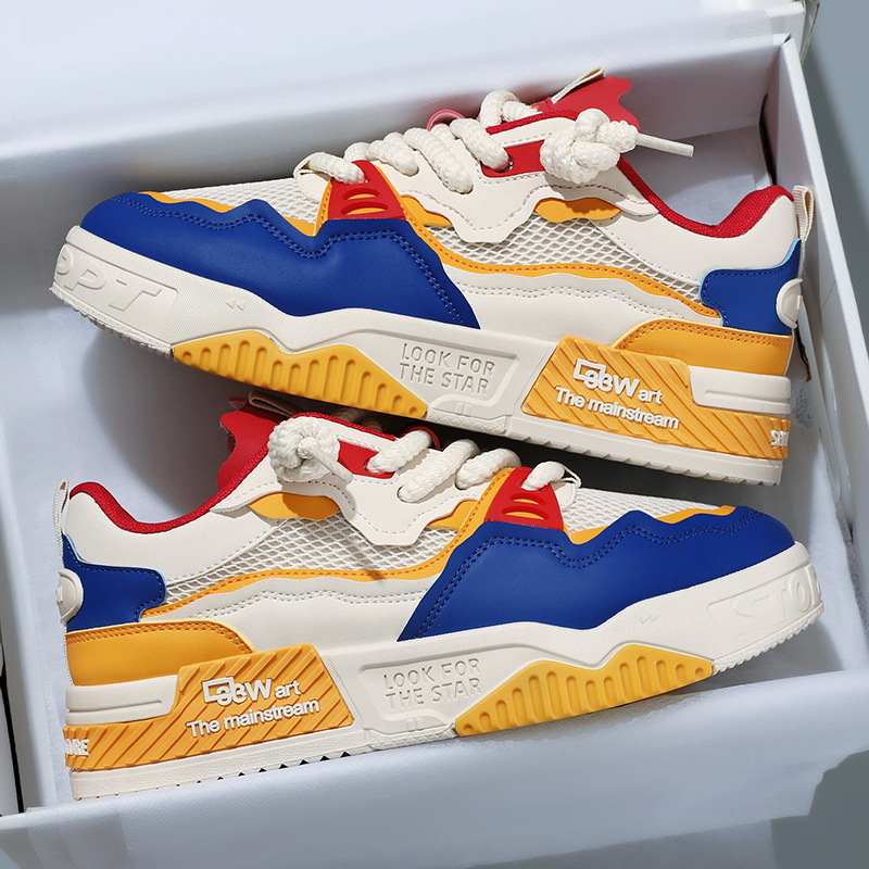 Free shipping Men's High-Top Basketball Shoes with Leather Upper and Red Mesh Internally elevated soft soled running shoes Soul-warming