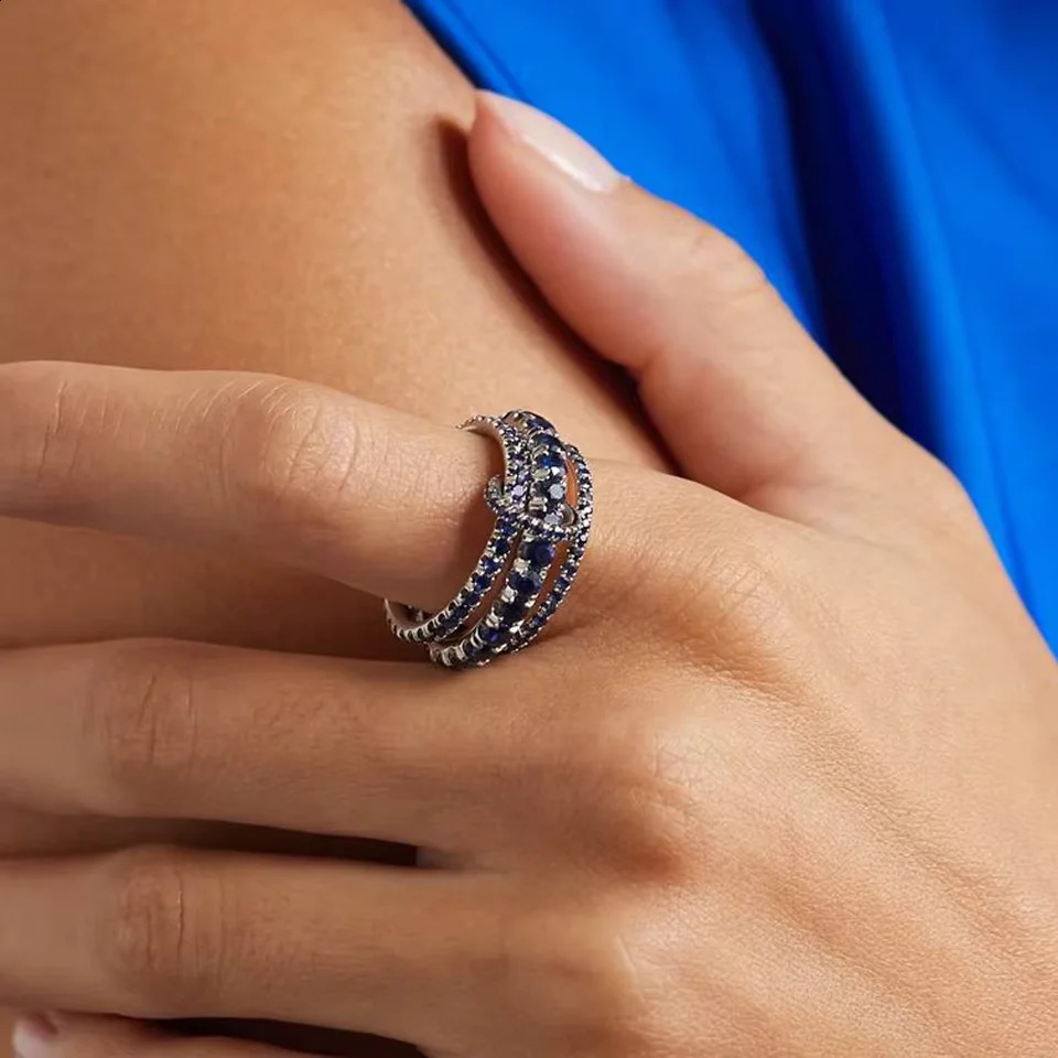 2025 High Quality 3 Colors 4 Links Stacked Rings Micro Pave Cubic Zircon Mix Color Multi Pieces Stack Full Finger Jewlery 250415