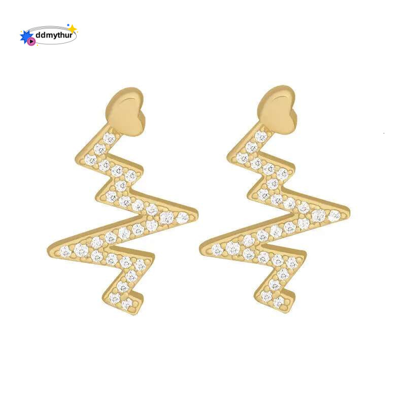 Cute Heartbeat Stud Earrings Medical ECG Romantic Heart Earing For Women Geometric Wave Lighing Daily Wear Jewelry Gift Bijoux ddmythur