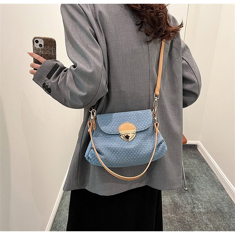 Designer free shipping designer for womens 2025 new shoulder crossbody denim saddle bag versatile fashionable and simple
