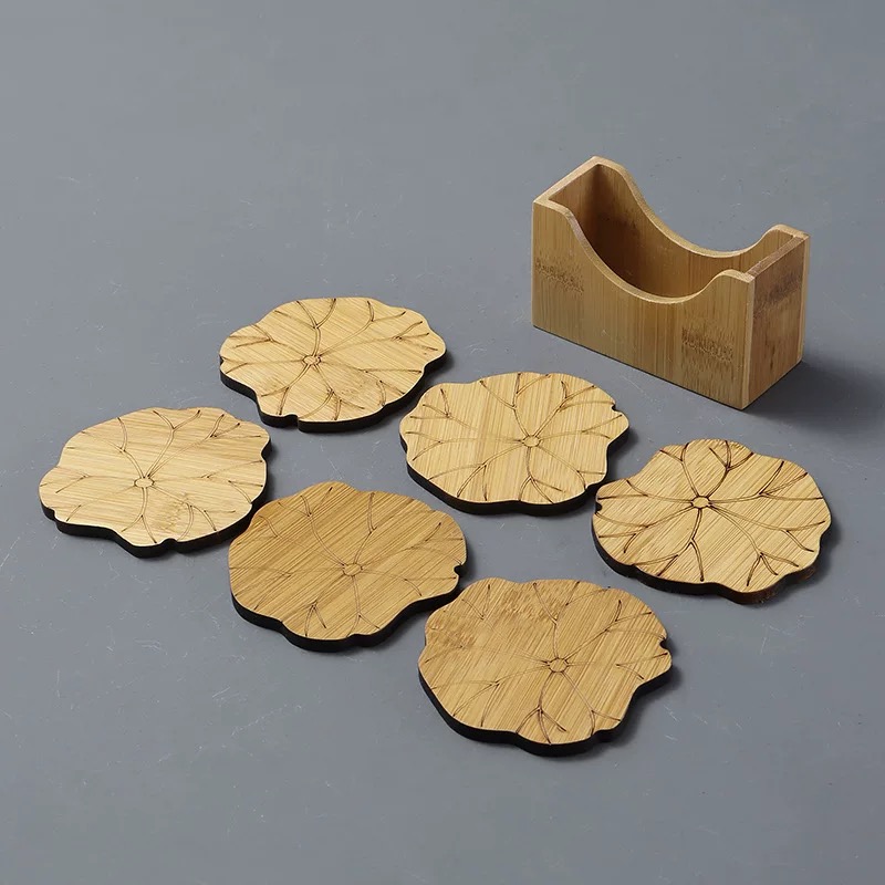 Wooden hollowed-out coaster set - essential for table protection