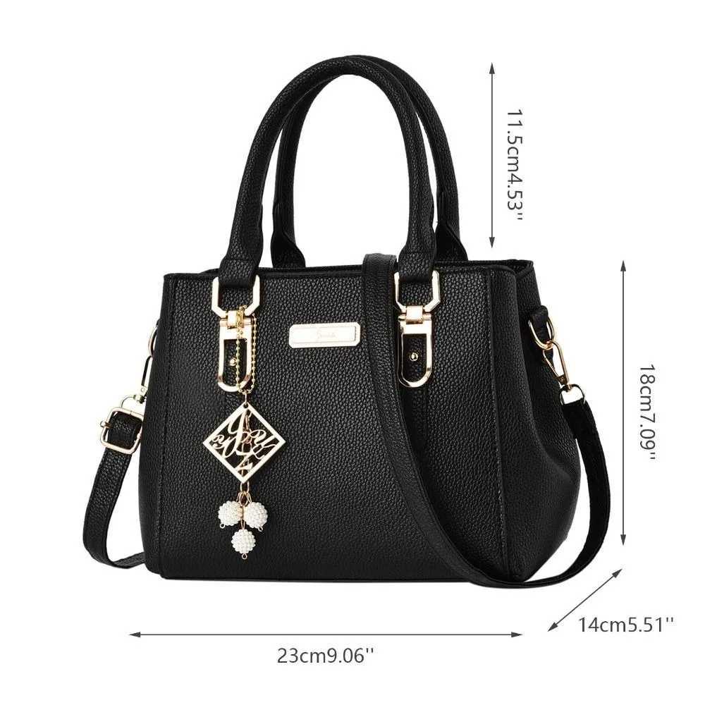 Large capacity handbag womens fashionable casual leather polyester cotton messenger bag open pocket shoulder bag womens handbag Z250416-1