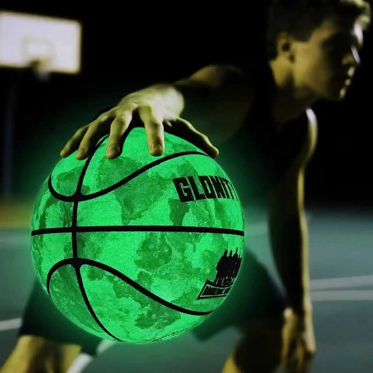 Glowing Green BasketBall For Men WomenOfficial Size 5/6/7 Soft Composite Leather InOutdoor Street Luminous Ball Night Use GameW251115