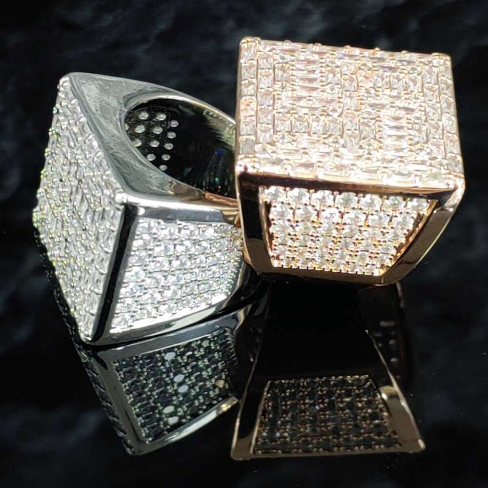 DHcollections Diamond Studded Men's Exaggerated Personality, Generous Block, Cool Ring, Hip-hop Trendy Bracelet