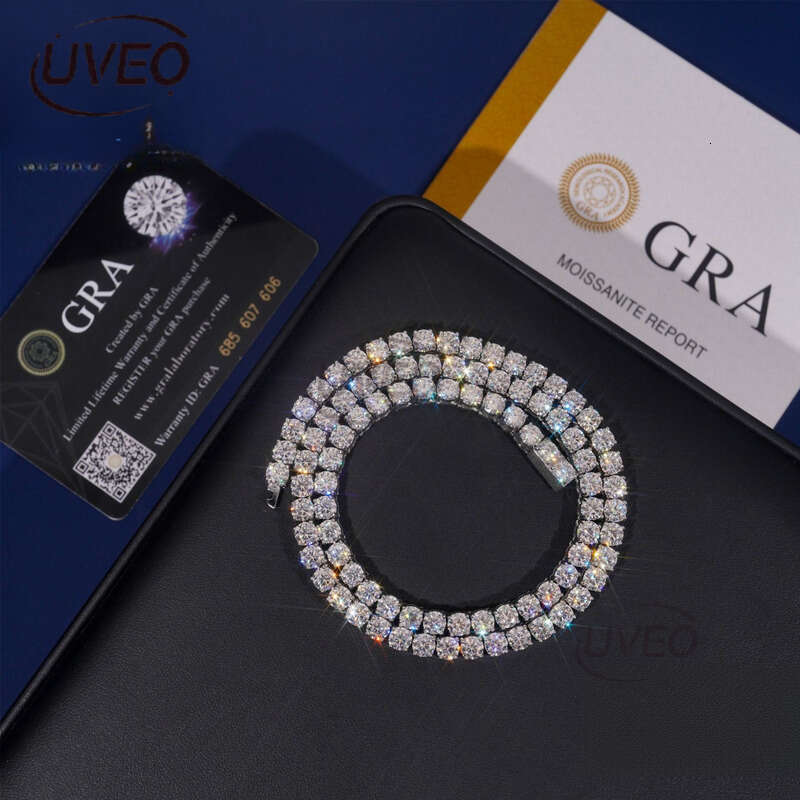 Sterling Silver Iced Out Gold VVS 925 Jewelry Moissanite Cuban Chain Hiphop Pass Dias Tester Cuban Link Chains Pendant Fashion Gift Moissanite Chain