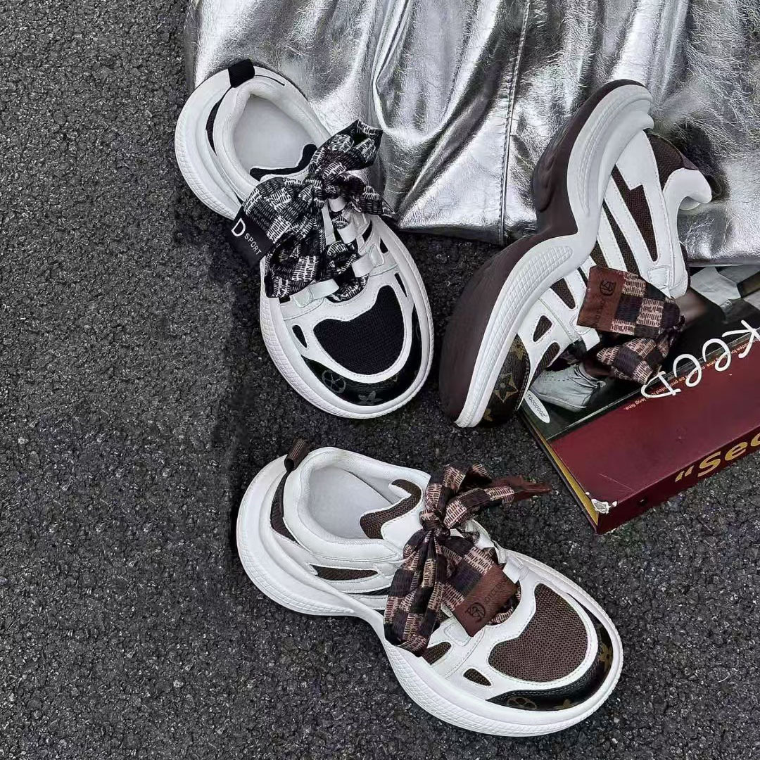 Designer's popular classic arched bottom print sports shoes fashion new versatile super hot sneakers black brown size 35-40 free shipping