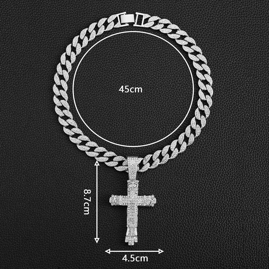 DHcollection NL2208 Cross Pendant Necklace for Men Hip Hop Bg With Crystal Miami Cuban Chain Fashion Jewelry